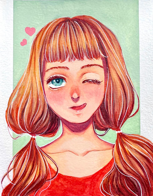 &quot;Sara-chan&quot; (2021) - Gouache on watercolor paper